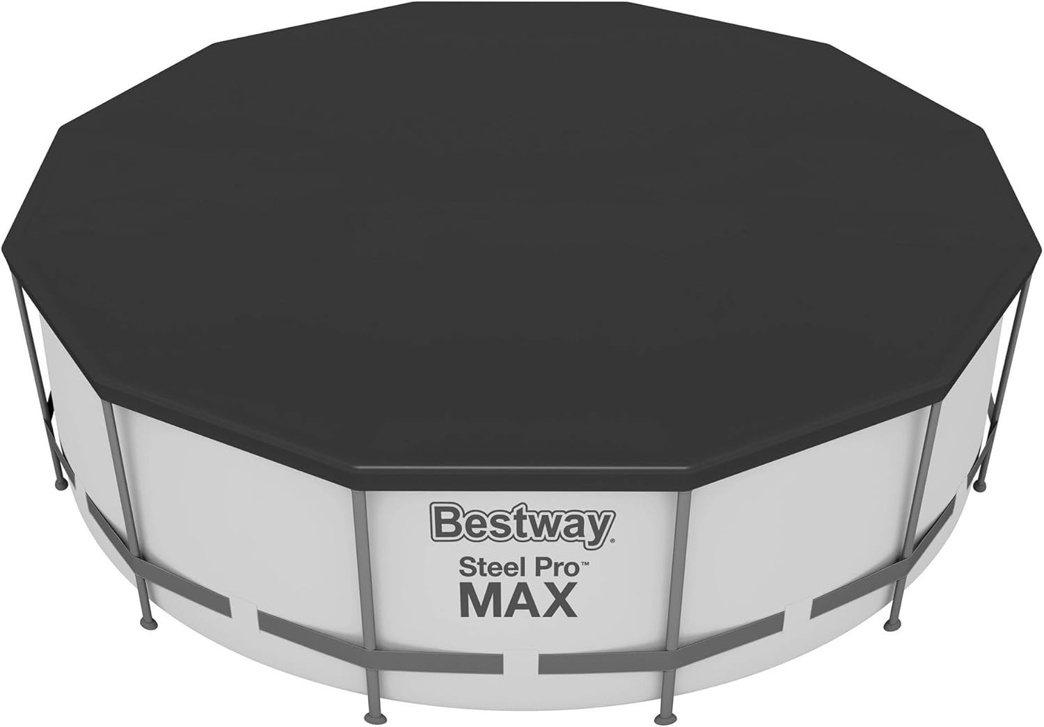 Bestway Flowclear 12 Foot Round Pool Cover w/ Drain Holes for Above Ground Pools gallery
