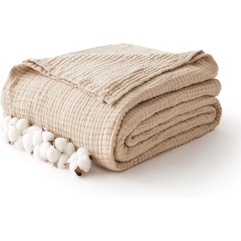 Cotton Muslin Blanket Soft Breathable Throw Cozy Versatile Nursing Travel Gift gallery