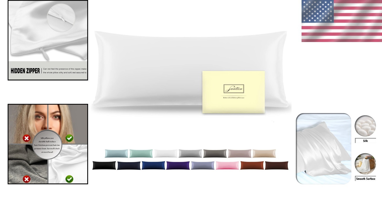 Soft & Breathable Mulberry Silk Pillowcase 20x54" for Hair & Skin Protection gallery