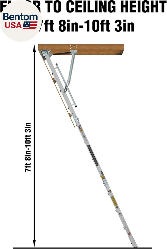 Aluminum Attic Ladder,Pull down System,Attic Stairs,Attic Lift,For 7'8"-10'3" Ce gallery