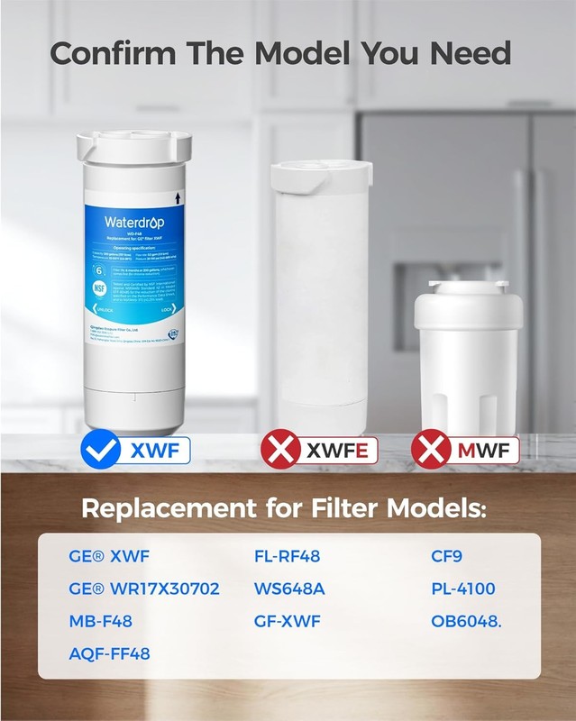 Waterdrop XWF Refrigerator Water Filter, Replacement for GE® XWF, 3 Filters gallery