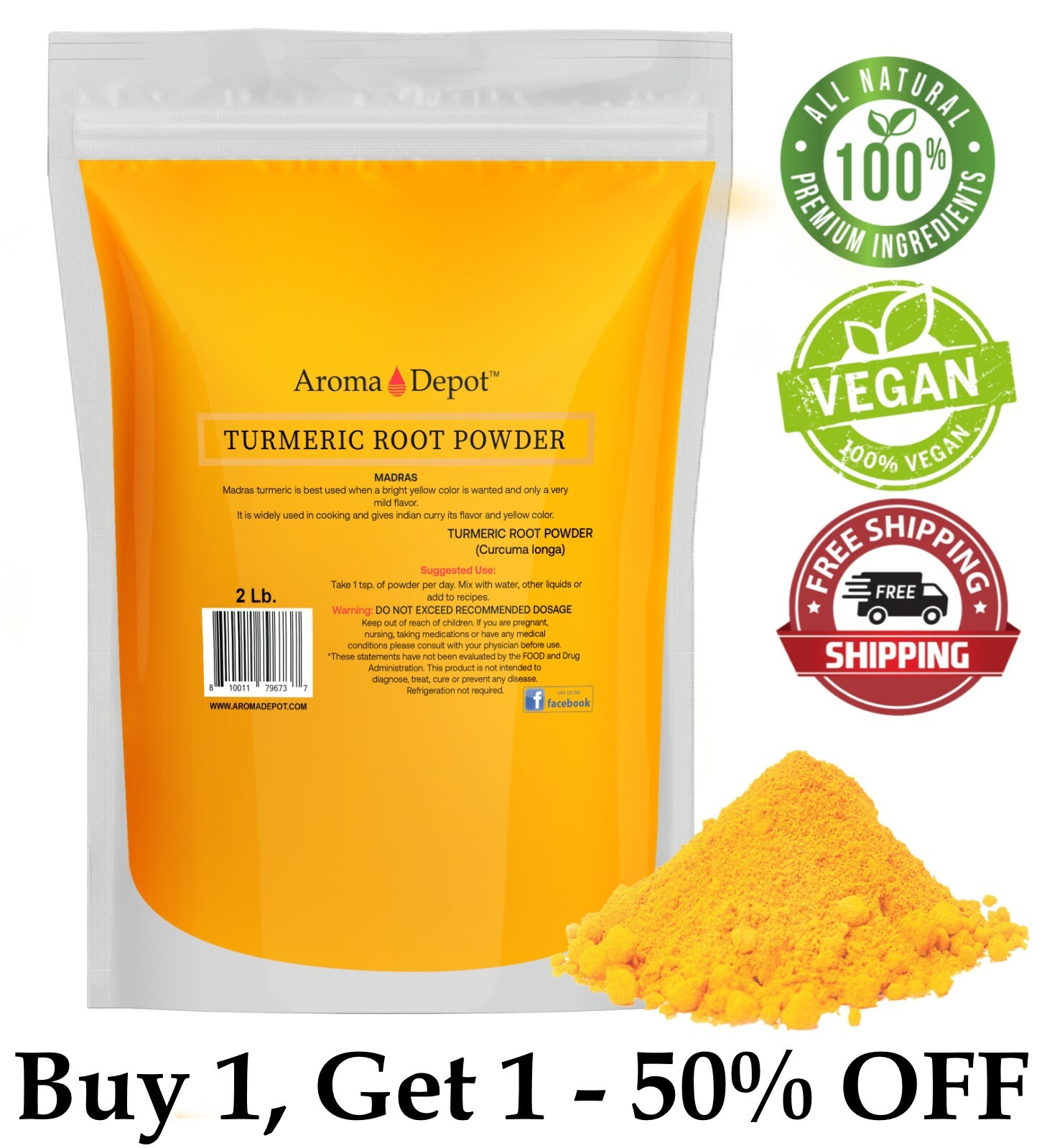 Turmeric Root Powder 2lb Raw Curcumin Curcuma longa Yellow Tumeric Spice 2 Libra gallery