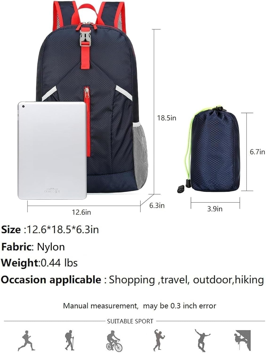 25L Foldable Hiking Backpack Lightweight Packable Basic-Daypack Collapsible B... 5