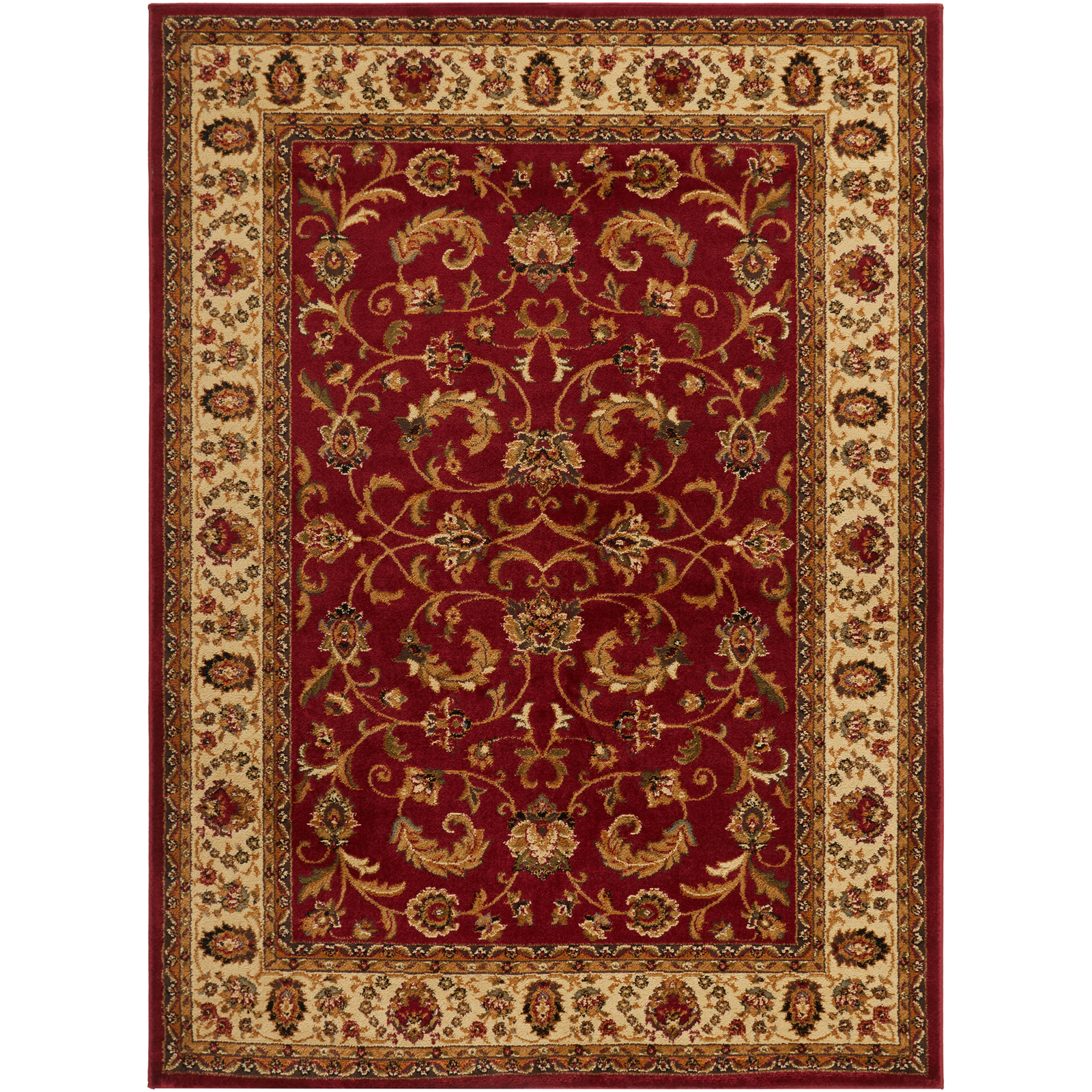 RED BURGUNDY IVORY BORDERED TRADITIONAL AREA RUG Persien ORIENTAL FLORAL CARPET gallery