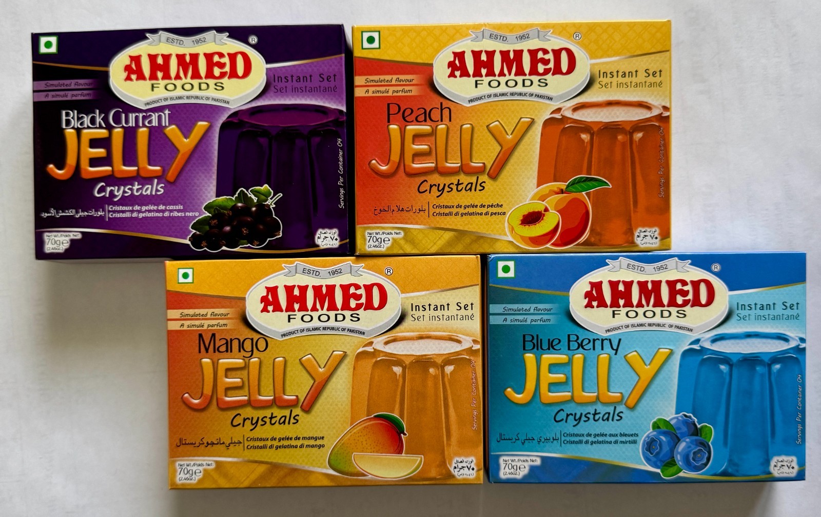 Ahmed BLACK CURRANT, PEACH, MANGO & BLUEBERRY Jello 70g (4 Packs) - Halal gallery