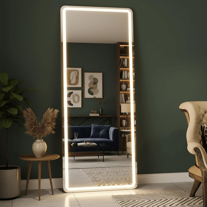 71" LED Full Length Mirror with Dimming & 3 Color Lighting - Floor & Wall Mount gallery
