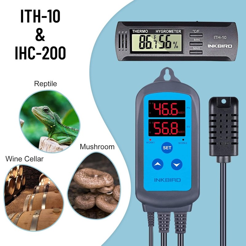 Inkbird IHC-200 Humidity Controller Pre-wired AC 110-240V Sensor US PLUG Humid gallery