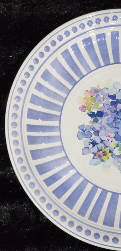 8 Shabby Chic Floral Hydrangea Dinner & Salad Plates Blue White Melamine Summer gallery