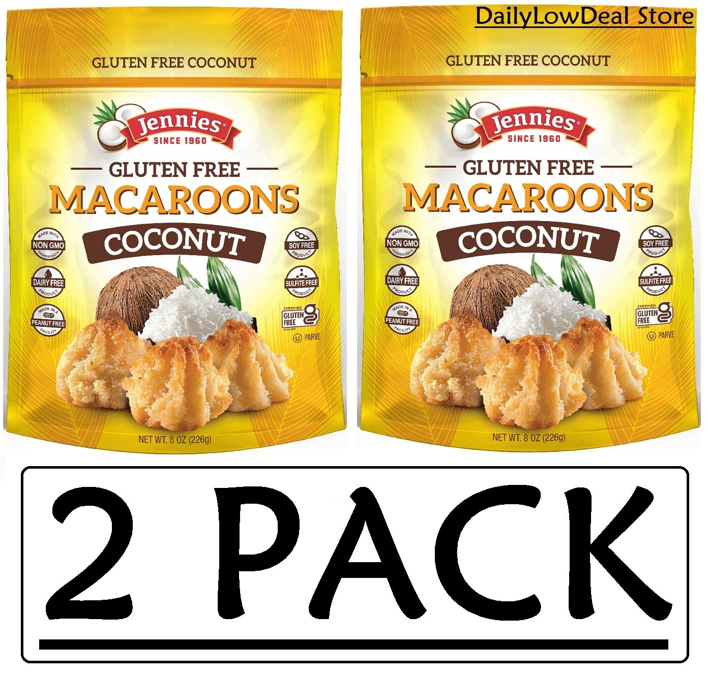 2 PACK - Jennies Gluten Free Macaroons - Coconut 8 oz (Total 16 oz) gallery