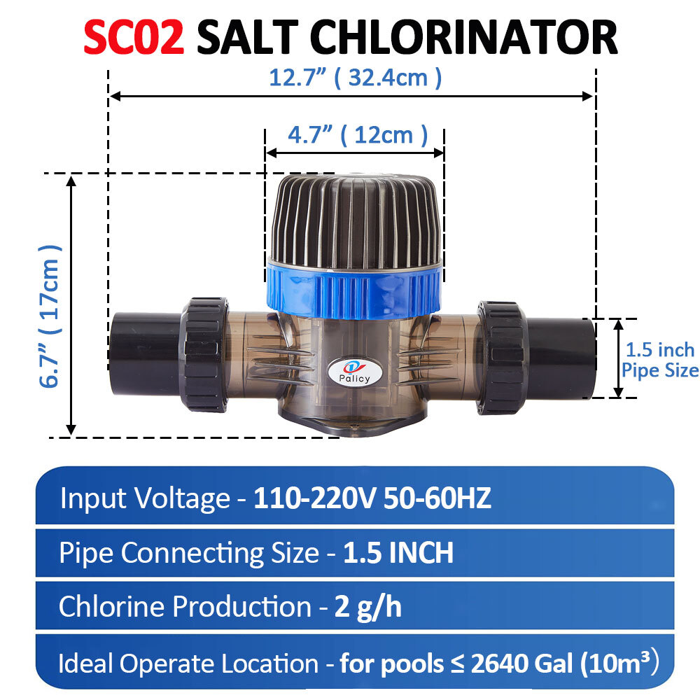 SC Seris Salt Water Pool Chlorinator System Self Cleaning Salt Cell For 10k Gal