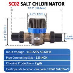 SC Seris Salt Water Pool Chlorinator System Self Cleaning Salt Cell For 10k Gal