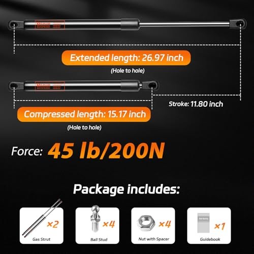 Undercover Gas Spring ST270EDI-45 Replacement Strut 45lb, Tonneau 27 inch 45 LB gallery