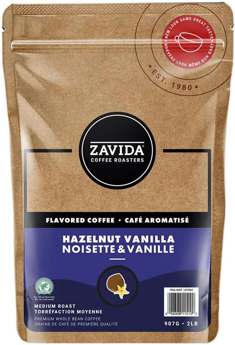 Premium Hazelnut Vanilla Whole Bean Coffee, 2 LB gallery