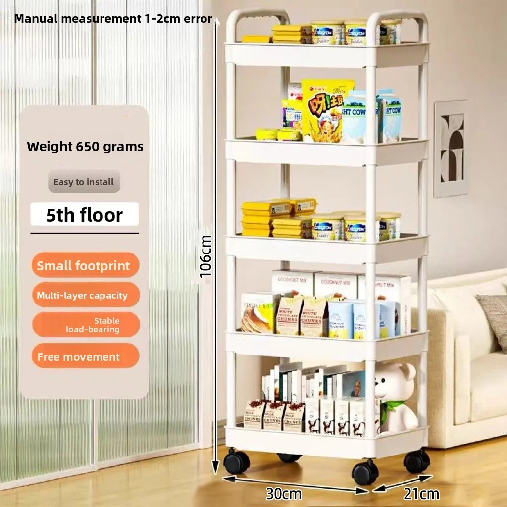 5 Tier Rolling Storage Cart Kitchen Utility Organizer Shelf Rack gallery