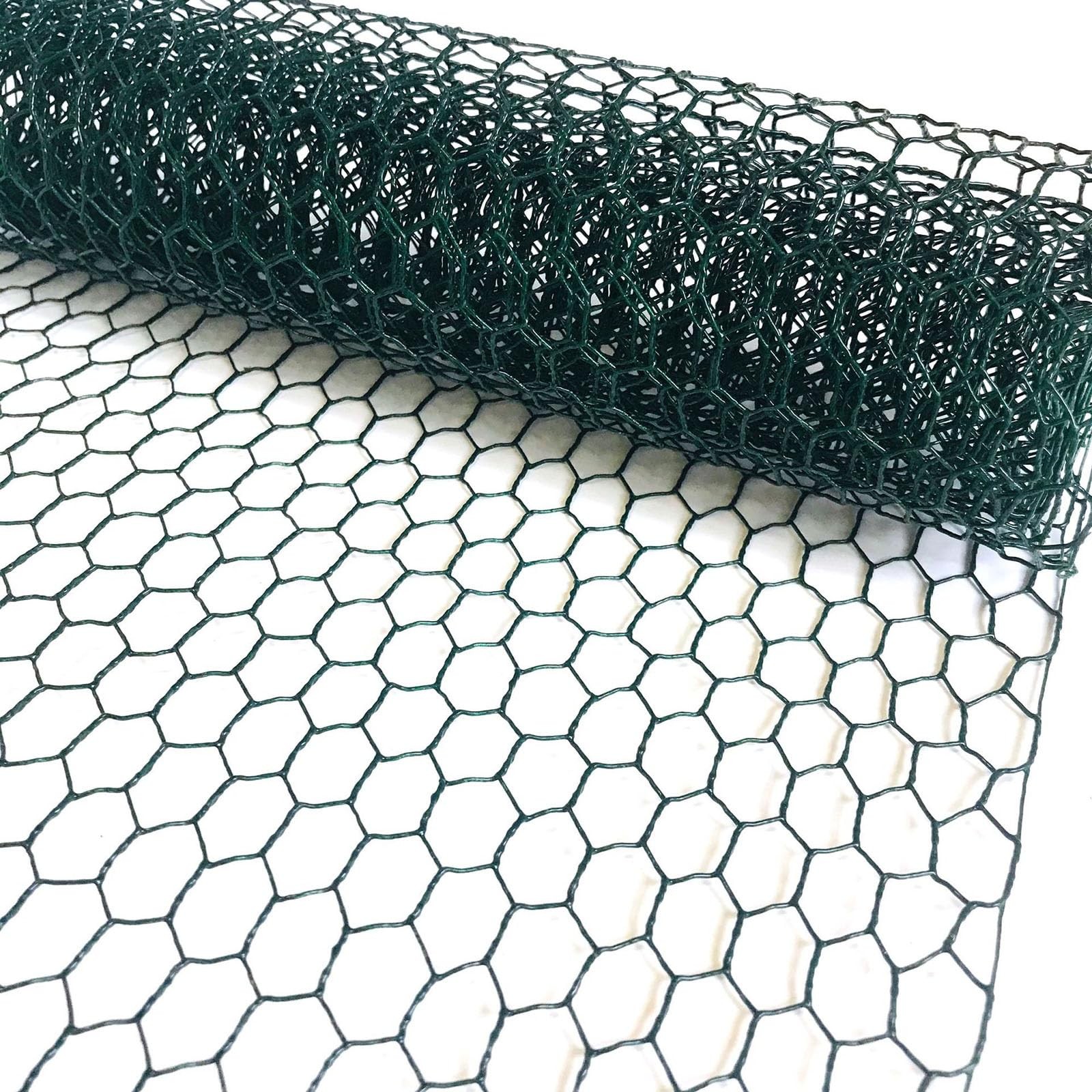 Green PVC Chicken Wire set 15.7x87 In Mesh Fence for Garden Protection gallery