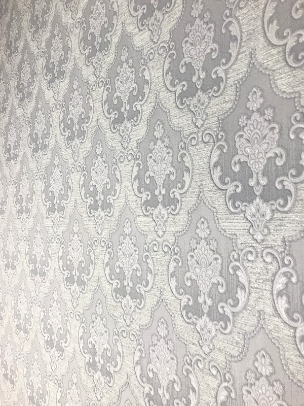 Wallpaper fabric pattern wallcovering textured white gray damask paste the wall gallery