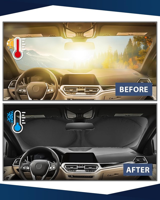 Retractable Windshield Sun Shade 99% UV Blocking Foldable Car Sunshade Medium gallery