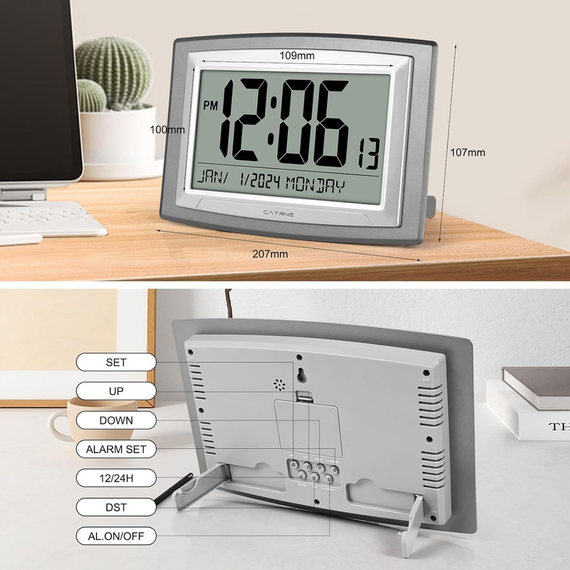 Auto Set Digital Wall Clock Battery Operated,12.5 Inch Large Display Digital Ala gallery