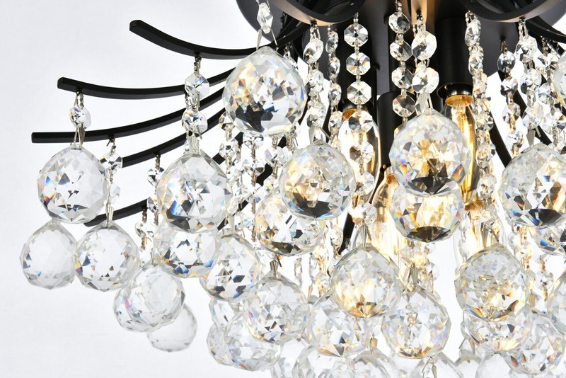 Dining Room Kitchen Bedroom Hallway Crystal Flush Mount Light Fixture Black 19" gallery