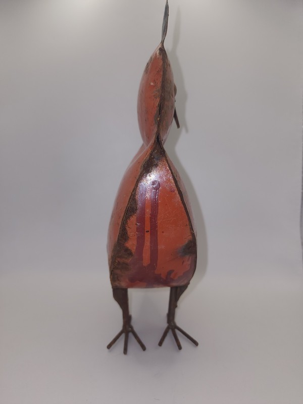 Rustic Red Unique Welded Paint Thinner Can Metal Art Owl Free Standing Figurine gallery