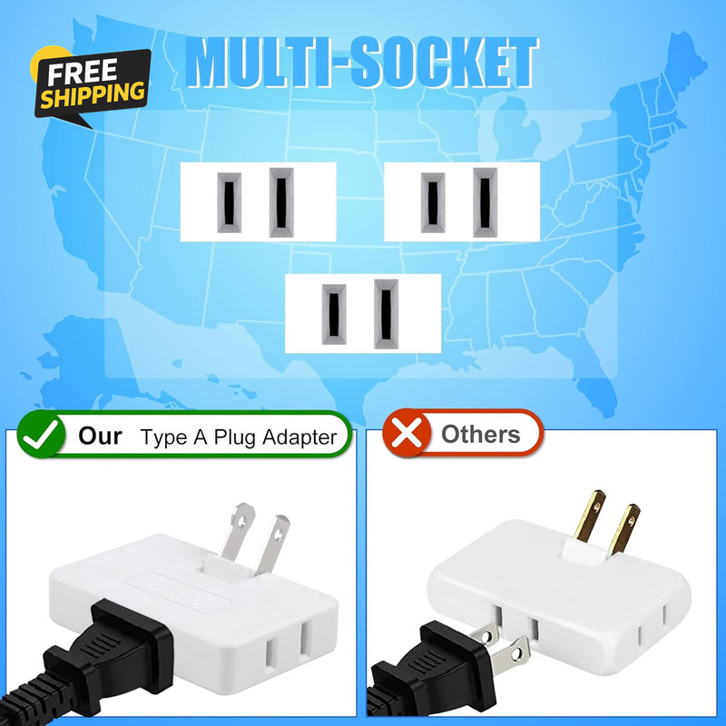3 Pack AC Flat Wall Outlet Extender Flat Plug Adapter Outlet, Fold-Able gallery
