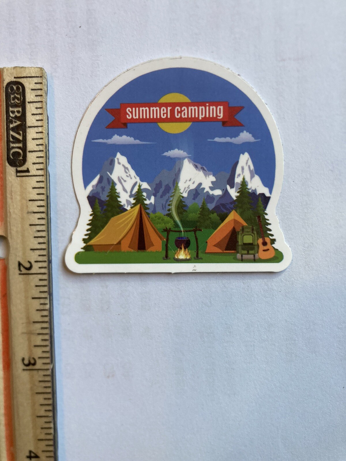 Camping Sticker. “summer camping”. Approximately 2 Inches by 2 Inches gallery