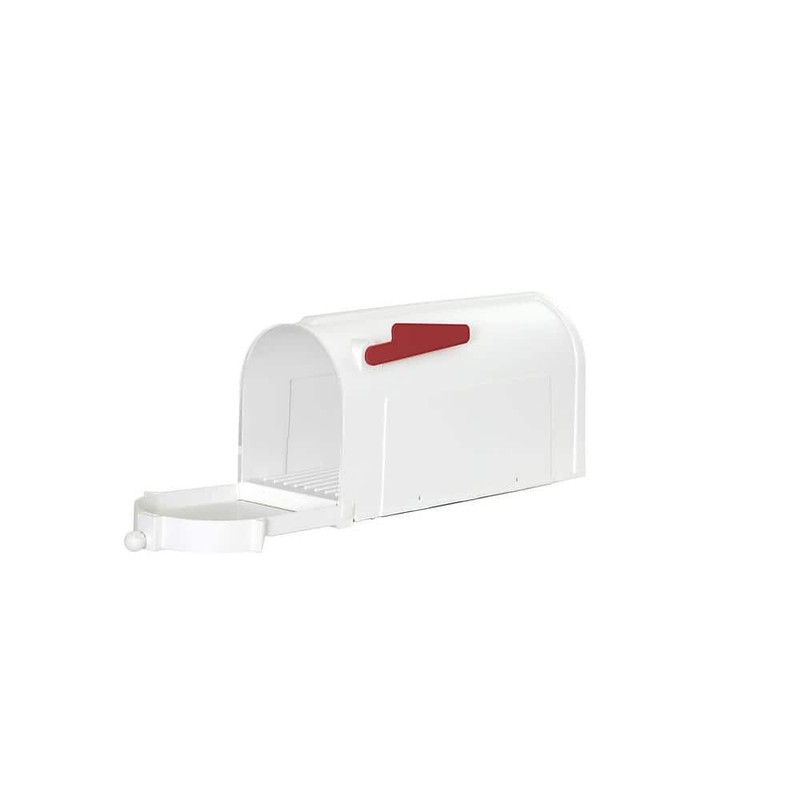 Ambrose White Post Mount Mailbox Large Plastic Residential Home Mail Box gallery