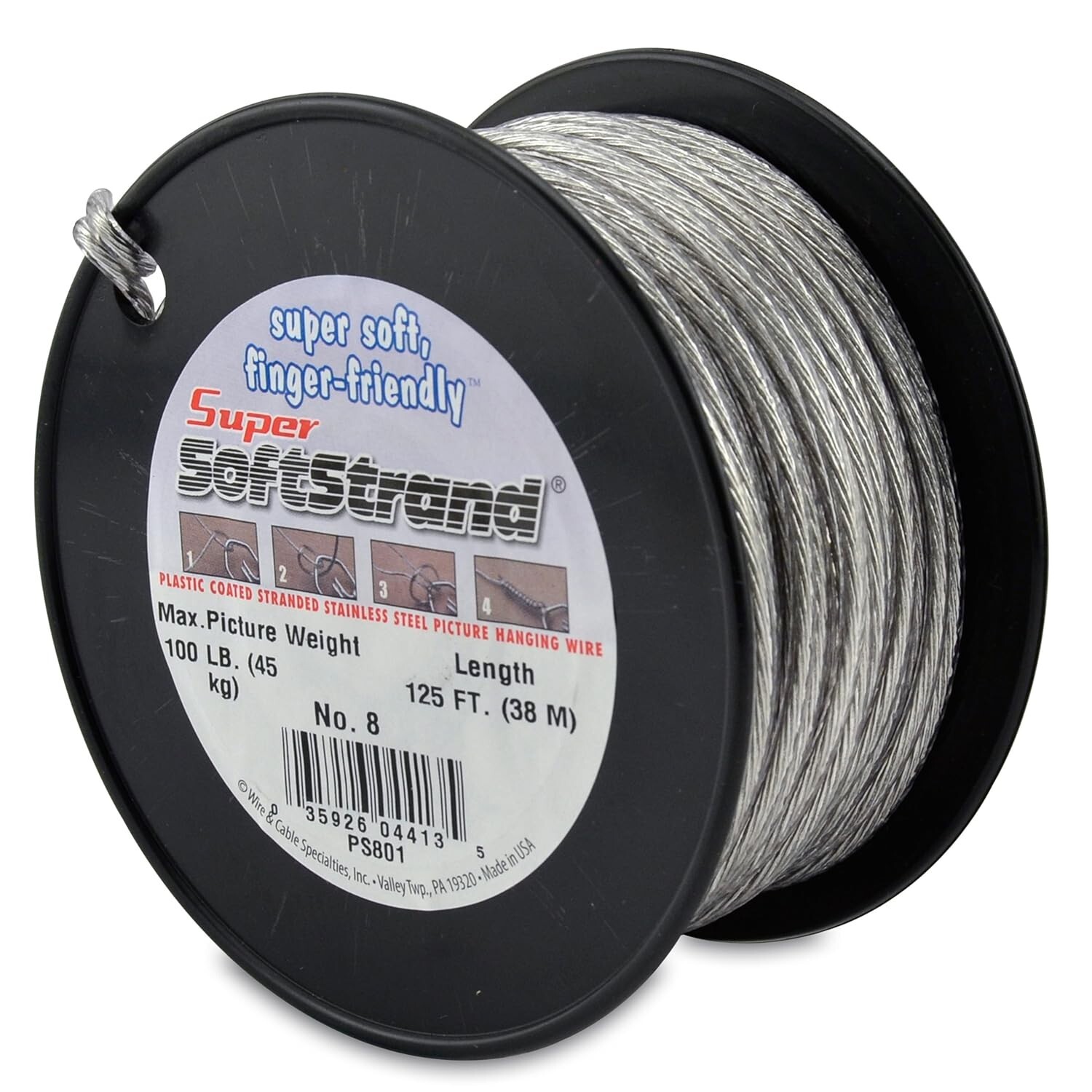 Vinyl-Coated Stranded Stainless Steel Picture Hanging Wire - 125 ft / 100 lb gallery