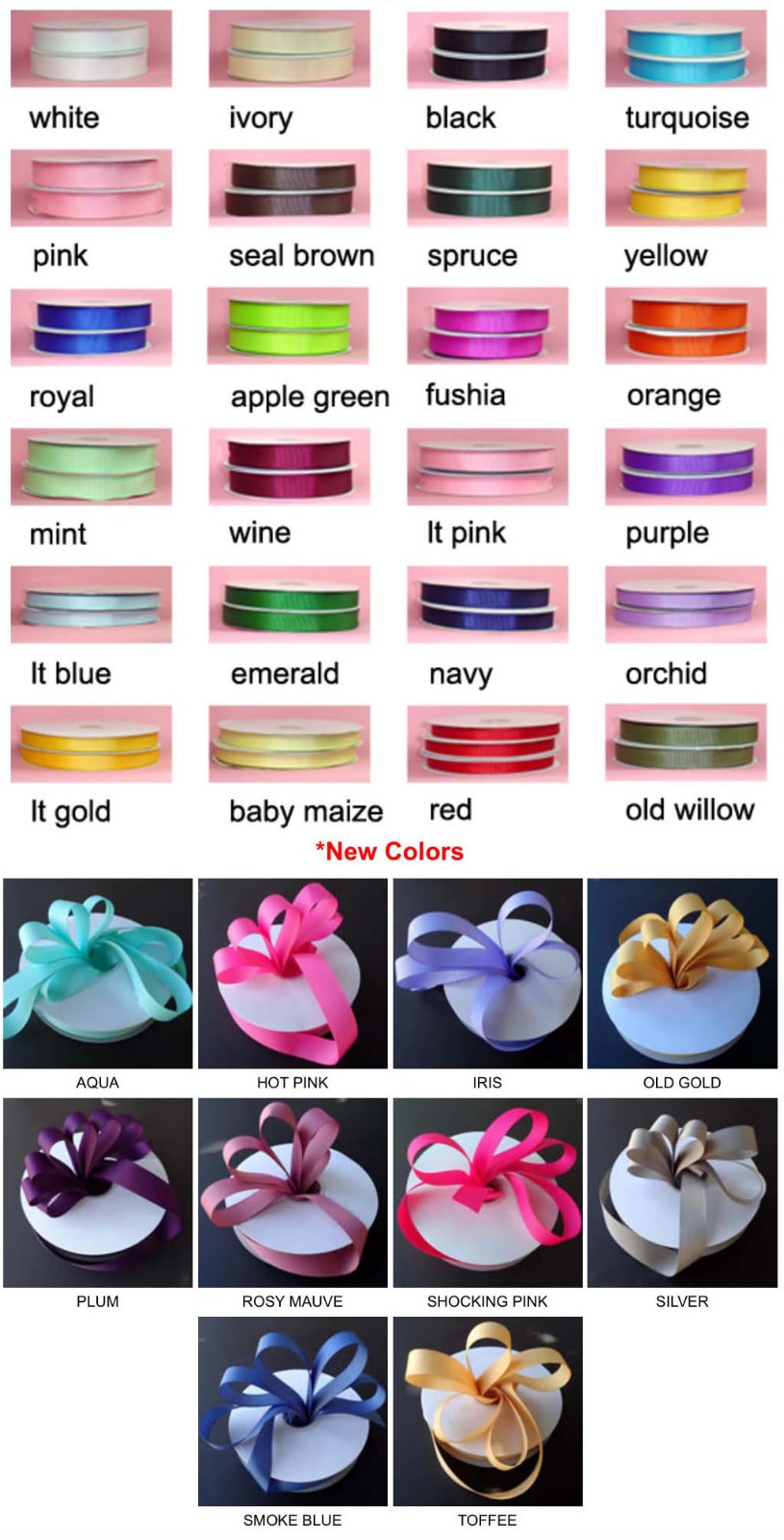 3/8" inch Solid Color Grosgrain Ribbon -50yards/Roll, 34 colors gallery