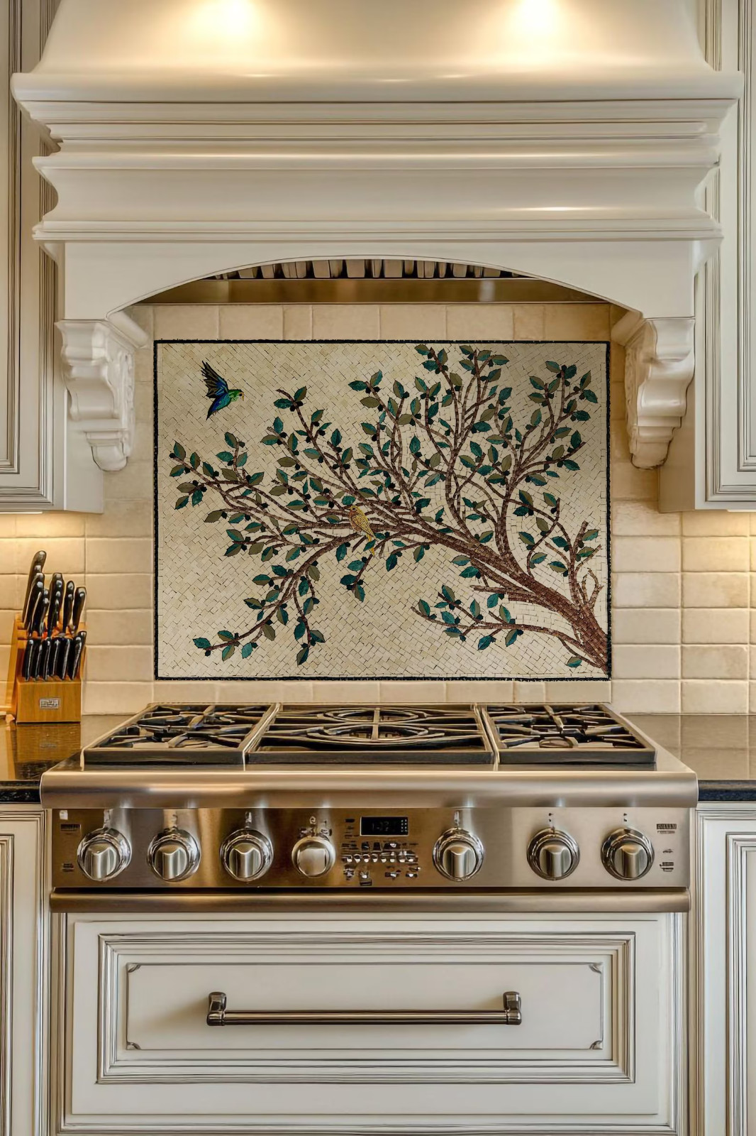 Kitchen backsplash Tiles 28''x20'' olive Tree Marble Mosaic Wall Mural gallery