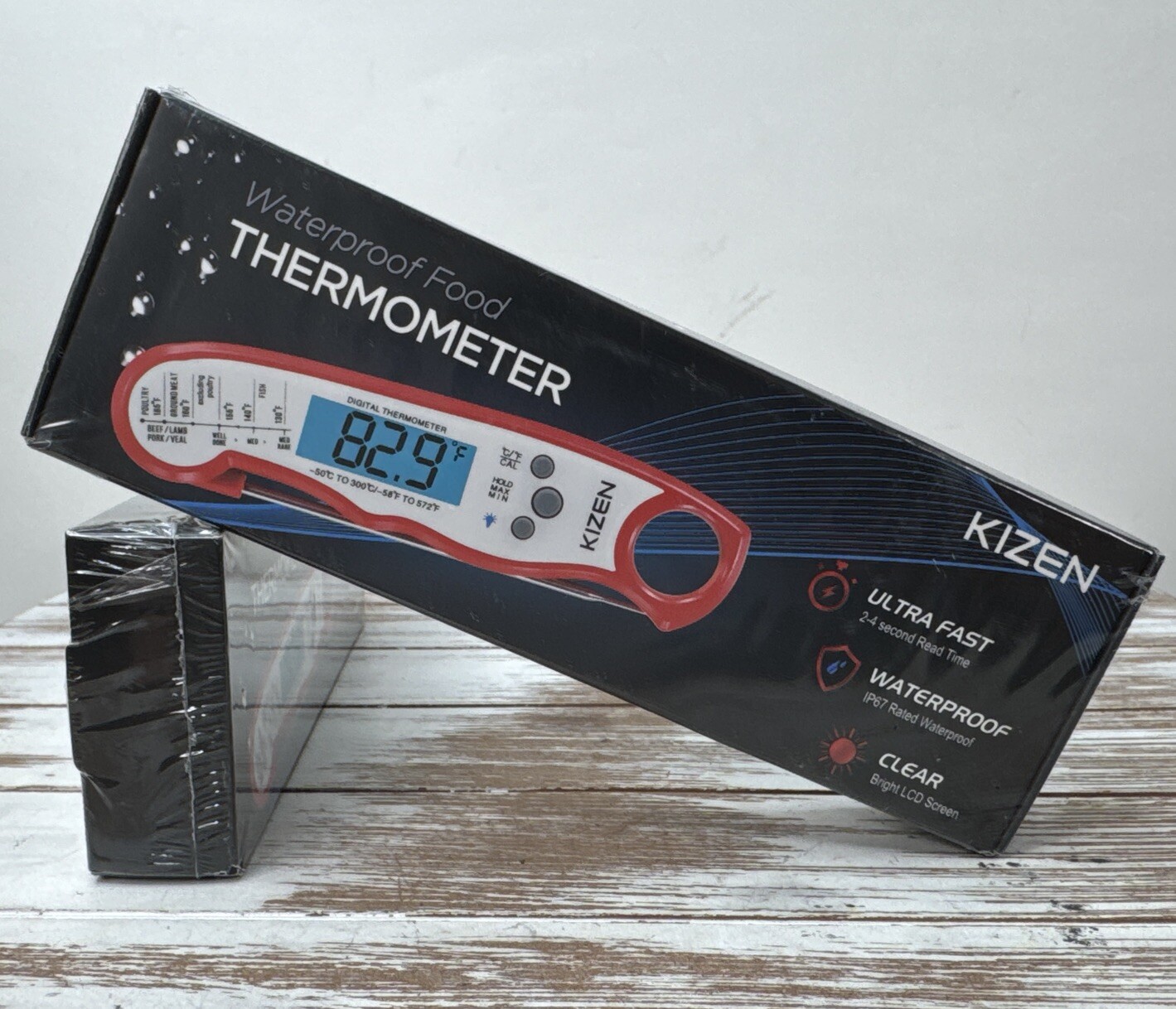 Kizen Digital Waterproof Instant Read Meat Thermometer - Red Or Black gallery