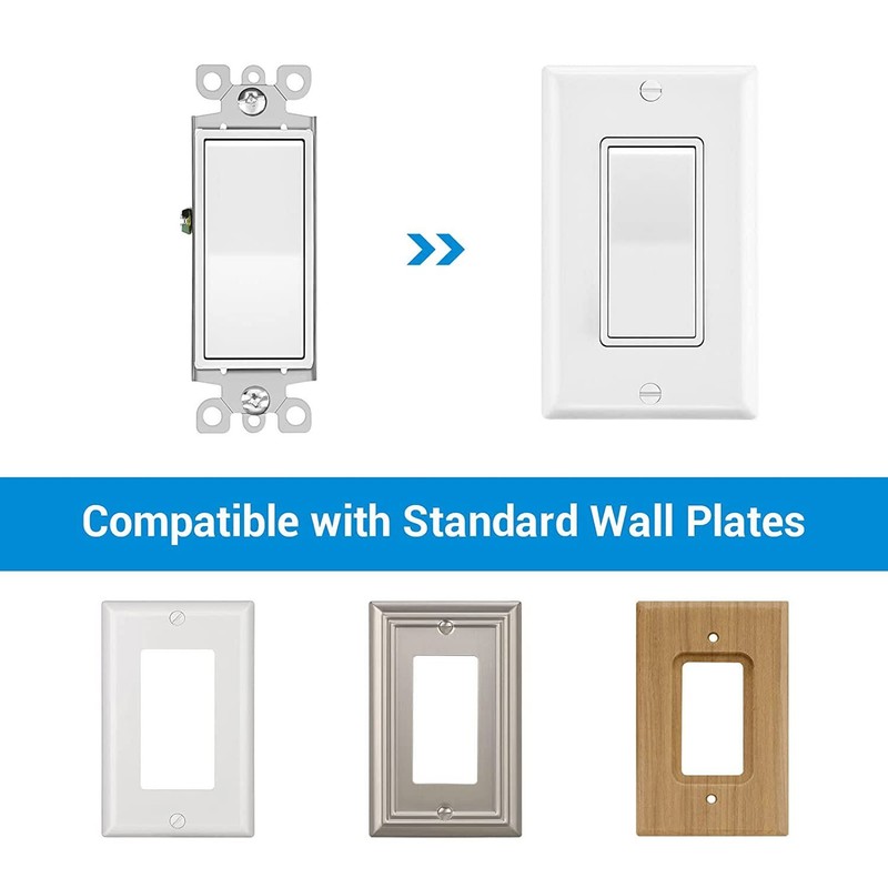 Single Pole Wall Light Switch 15A 120/277V On/Off Rocker Paddle Interrupter × 40 gallery