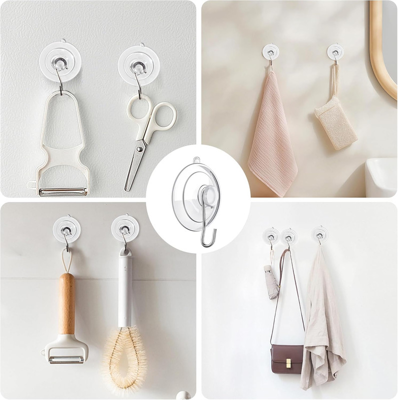 18 Pack Suction Cup Hooks Max Load 10LB, 1.77Inch Suction Cup Hook for Glass Win gallery