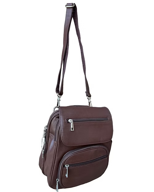 Brown Roma Leathers Compact Leather Concealment Backpack 4