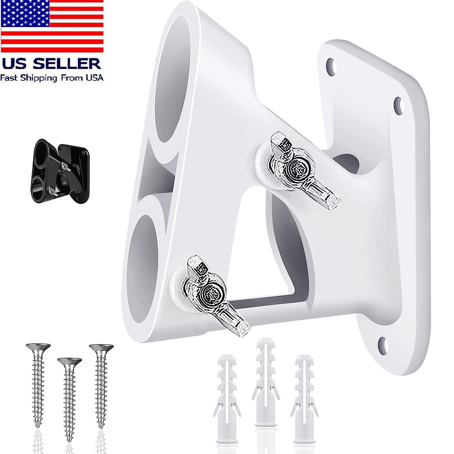 Two-Position Flag Pole Bracket Heavy Duty Cast Aluminum Wall Mount for Outside gallery