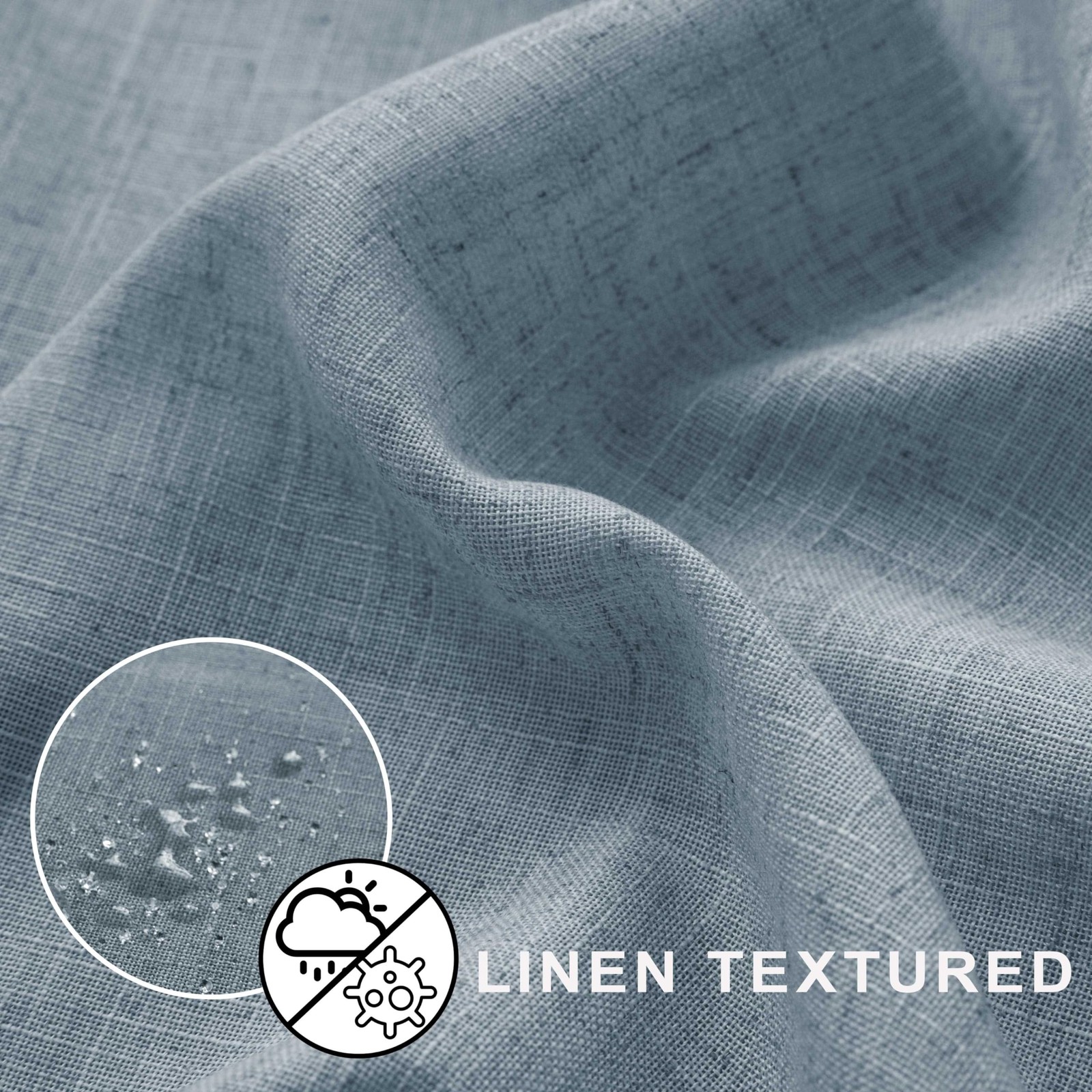 Dusty Grey Blue Extra Long Linen Fabric Shower Curtain 72x96 Inch Waterproof gallery