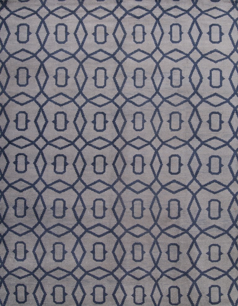 Geometric Hand Knotted Grey Blue 9x12 Moroccan Trellis Oriental Area Rug Wool gallery