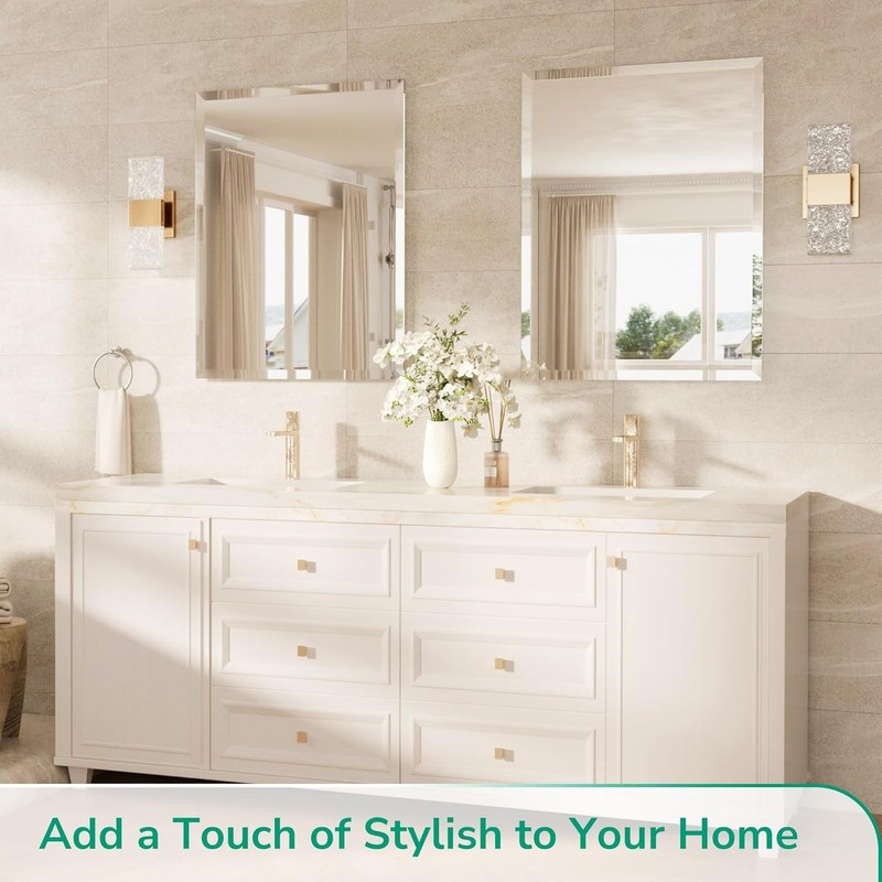 Rectangle Wall Mirror Frameless for Bathroom with Safety Hanger 1" Beveled Edge gallery
