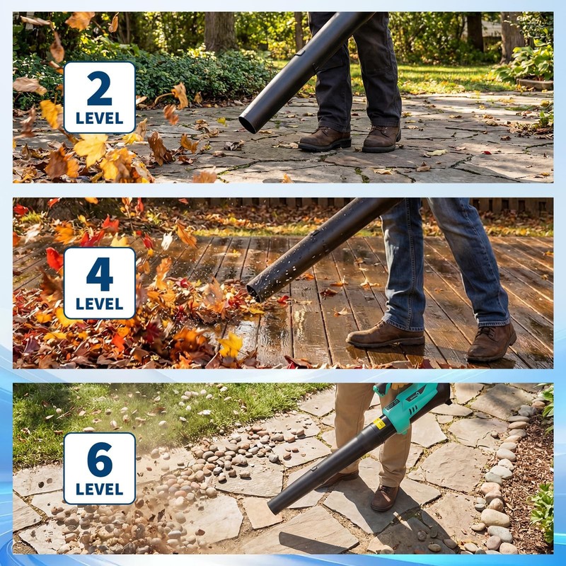 Wireless Leaf Blower 20V 6-Speed Adjustable Electric Blower w/ 2×2.0Ah Batteries gallery
