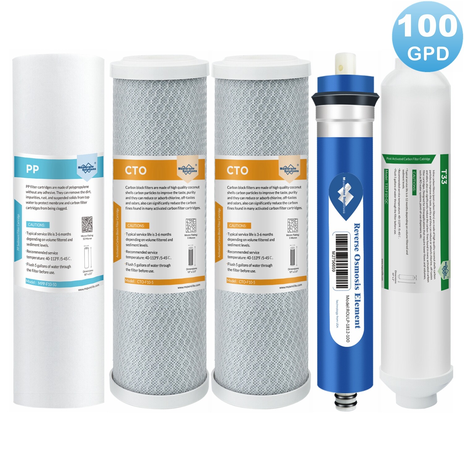 100 GPD RO Water Filter Replacement for APEC 5/6/7 Stage Reverse Osmosis System gallery