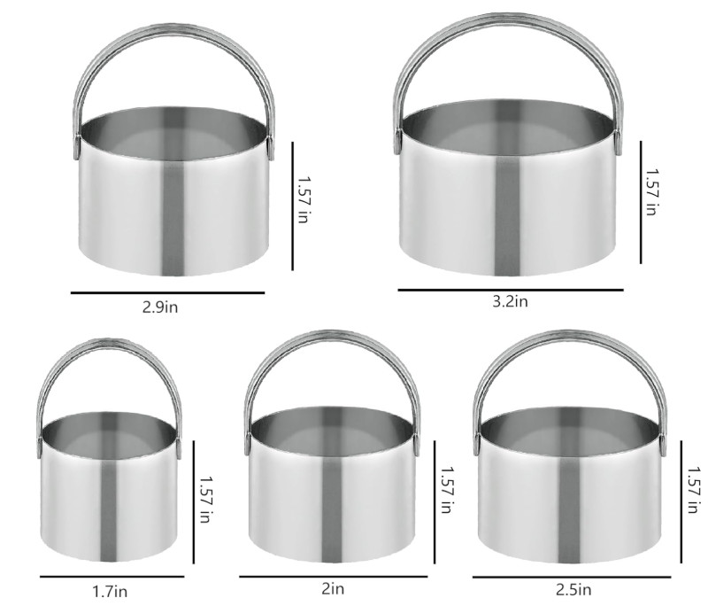 Biscuit Cutter Set Round Cookie Cutters with Handle 5 Pieces Stainless Steel New gallery