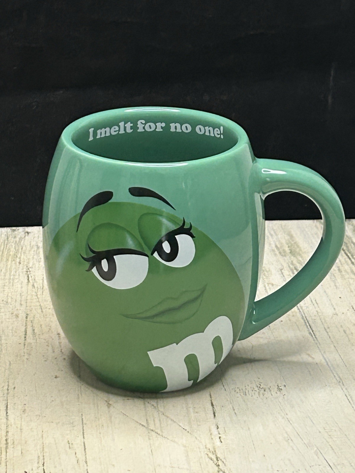 M&M's World Green Character Barrel I Melt for No One Mug 2013 Coffee Mars gallery