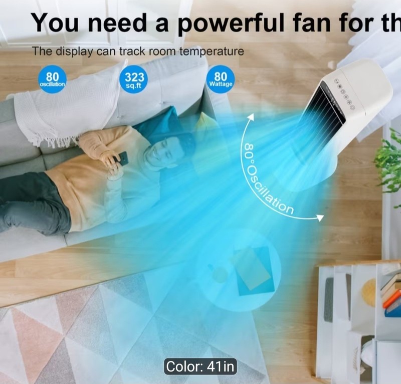 41 Inch Cooling Fan, WindowlessPortable AC Unit. 3-In-1 EvaporativeTower gallery