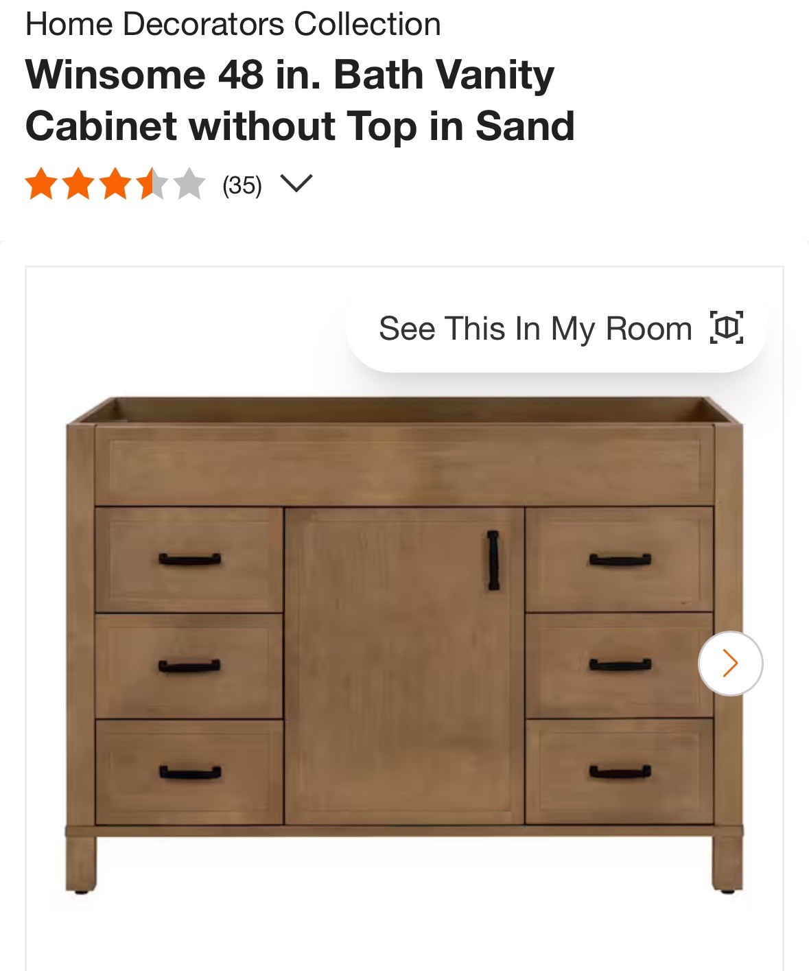 BRAND NEW! WindSome 48in Bath Vanity Cabinet Without Top In Sand -SHIP AVAILABLE gallery