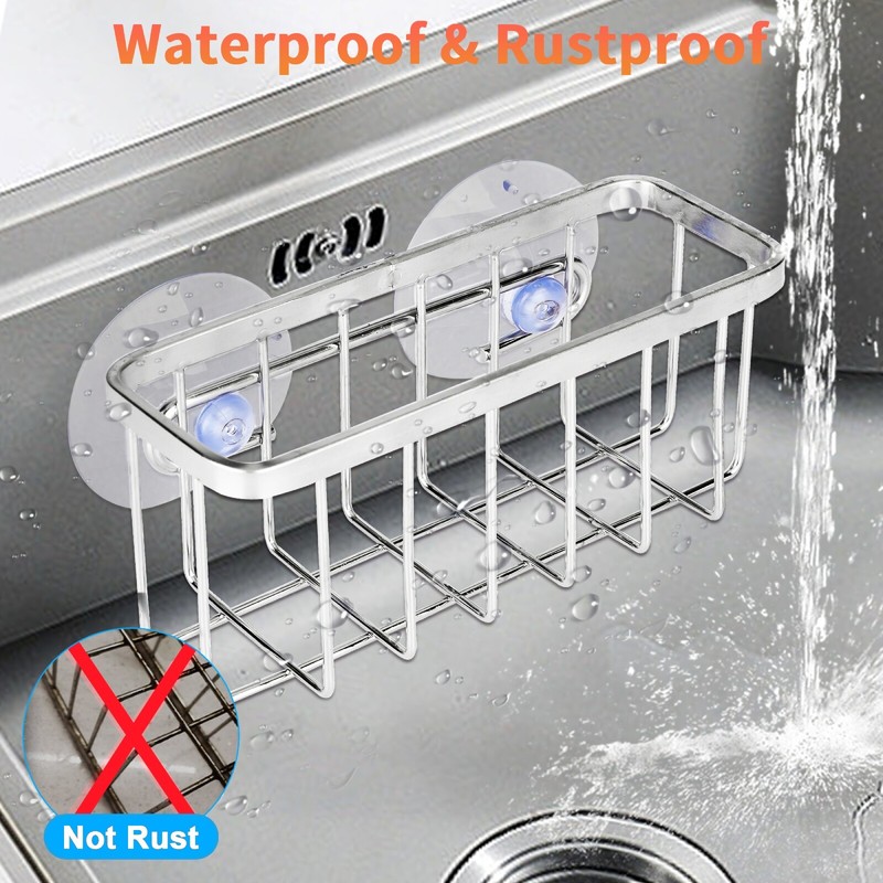 Sponge Holder Suction Cups Kitchen Sink Drain Rack Soap Storage Shelf Organizer gallery