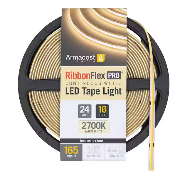 Armacost Lighting 171130 RibbonFlex 24V White COB 16' Dimmable Strip Light Tape gallery