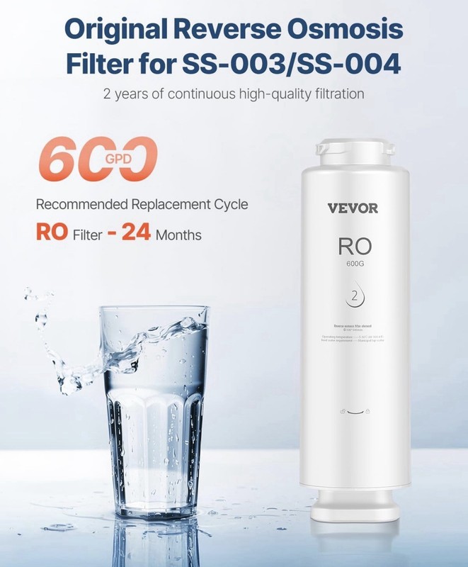 VEVOR Reverse Osmosis Filter,10-Layers RO Water Filter SS-003 600 GPD Under Sink gallery