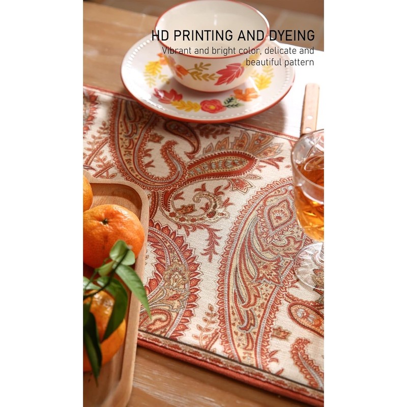 Designer Elegant Red Linen Table Runner 102 Inches Long gallery