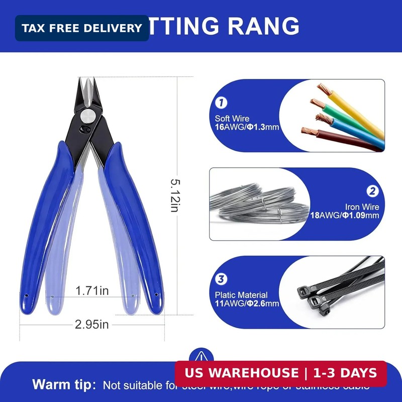 2 Pack Wire Cutters Set, 6"+5" Sharp Flush Cutters, Spring Loaded Side Cutting P gallery