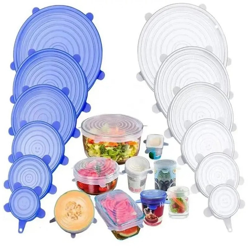 6Pcs Stretch Silicone Lids Bowl Reusable Kitchen Food Storage Wrap Sealing Cover gallery